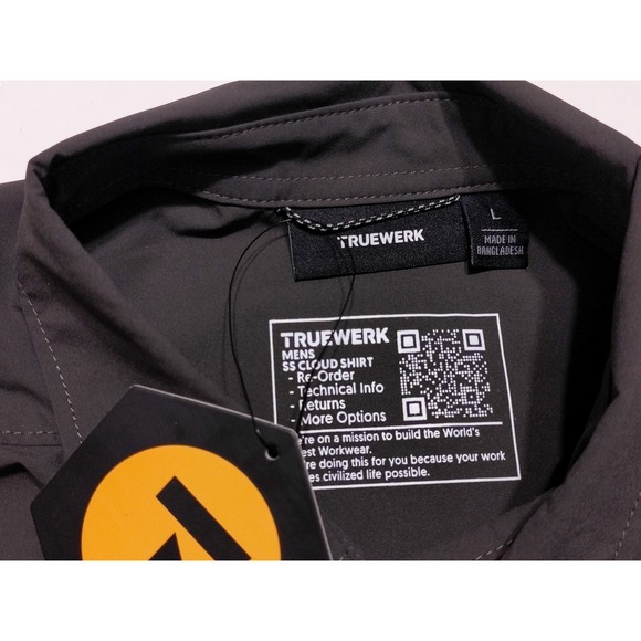 TRUEWERK Men's Short Sleeve Cloud Shirt Gray Large L ~ New - Picture 2 of 9